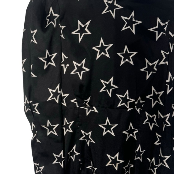River Island Star Print Black 80's Retro Mini Dress Key hole back long sleeve - Picture 6 of 16